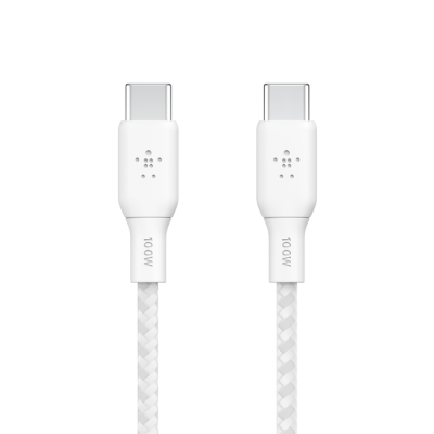 Belkin Кабель заряджання/синхронізації USB-С > USB-С 3м, 100Вт, плетений, білий Belkin Кабель заряджання/синхронізації USB-С > USB-С 3м, 100Вт, плетений, білий