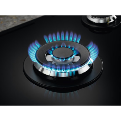 Варильна поверхня Electrolux газова на склі, 75см, чавун, чорний Варильна поверхня Electrolux газова на склі, 75см, чавун, чорний