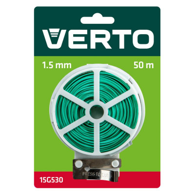Проволока садовая Verto, ПВХ-оболочка, с обрезчиком, 0.15смх50м, зеленый (15G530) Проволока садовая Verto, ПВХ-оболочка, с обрезчиком, 0.15смх50м, зеленый (15G530)