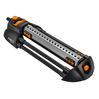 Зрошувач дощовий Neo Tools, дощувач маятниковий, 20 сопел в металевому елементі, регулювання діапазону та сили поливу, площа розпилення 16х20м