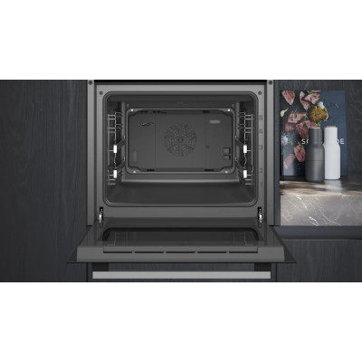 Духова шафа Siemens електрична, 66л, A, дисплей, конвекція, телескопічні направляючі, чорний
