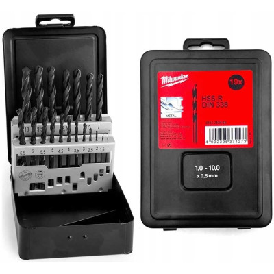 Набір свердел по металу Milwaukee HSS-R, 1-10мм, кейс, 19шт