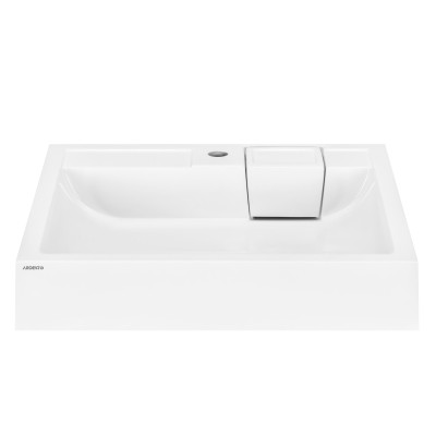 Раковина, умивальник ARDESTO Charlie, штучний камінь, прямокут., з отвором для змішувача, без переливу, 595х595х115мм, накладний, білий