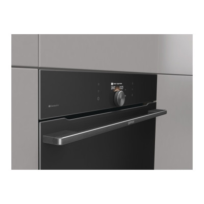 Духова шафа Gorenje електрична, 77л, A+, TouchFree, дисплей, мультисист, Wi-Fi керування, піроліз, готув. на різн рівнях, чорний