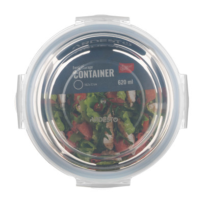 Контейнер для зберігання харчових продуктів ARDESTO Gemini 0.62л, боросилікатне скло, пластик, круглий, прозорий