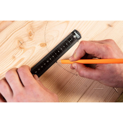 Лінійка Neo Tools з блоком позиціонування, нержавіюча сталь, 300мм