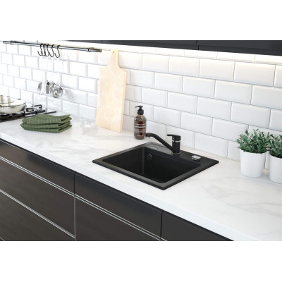 Мийка кухонна Deante Zorba, граніт, квадрат, без крила, 440х440х184мм, чаша - 1, накладна, графіт Мийка кухонна Deante Zorba, граніт, квадрат, без крила, 440х440х184мм, чаша - 1, накладна, графіт