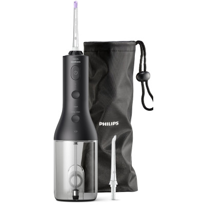 Іригатор Philips портативний Sonicare Cordless Power Flosser 3000, чаша 250 мл, чохол, 2 насадки , чорний