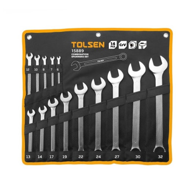 Ключі комбіновані Tolsen Профі, 6-32мм, CrV набір 14шт Ключі комбіновані Tolsen Профі, 6-32мм, CrV набір 14шт