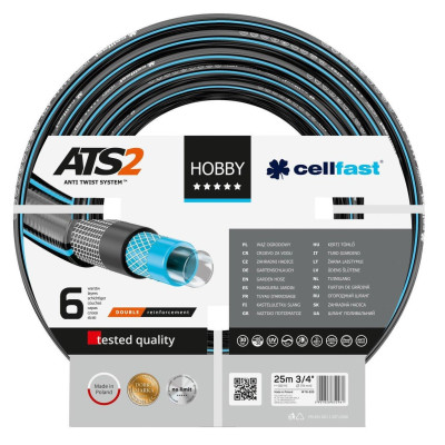 Шланг садовый Cellfast HOBBY ATS, 3/4', 25м, 6 слоев, до 30 Бар, -20...+60°C (16-220) Шланг садовый Cellfast HOBBY ATS, 3/4', 25м, 6 слоев, до 30 Бар, -20...+60°C (16-220)