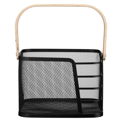 Кошик з ручкою ARDESTO Midori 24х23.5х16.1см, метал, дерево, чорний