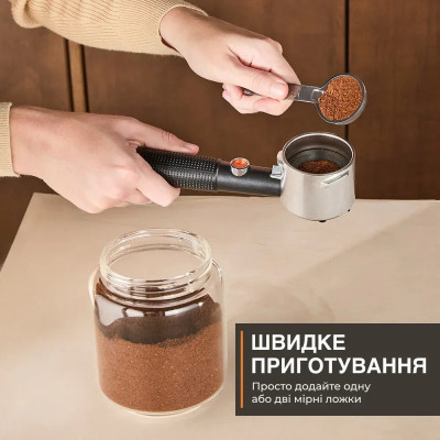 Кавоварка Krups ріжкова Virtuoso+ Tamping System 1л, мелена, ручний капучинатор, 15 бар, сірий