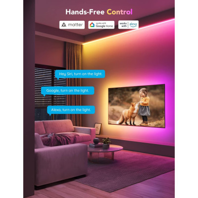 Govee Стрічка світлодіодна розумна H100E LED Strip Light M1 Matter Compatible 1m extension of H61E1, 1м, RGBIC , WI-FI/Bluetooth, білий