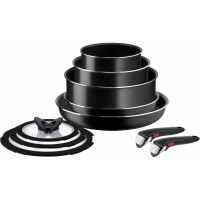 Набір посуду Tefal Ingenio Easy Cook & Clean, 10предметів, алюміній, нержавіюча сталь, бакеліт, чорний