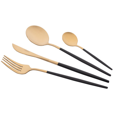 Набір столових приборів ARDESTO Gemini Lecco, 4 прибори, нержавіюча сталь, золотисто-чорний Набір столових приборів ARDESTO Gemini Lecco, 4 прибори, нержавіюча сталь, золотисто-чорний