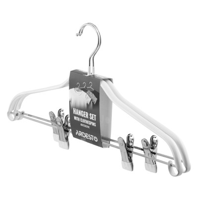 Набір вішаків з прищіпками ARDESTO 42см, 2шт, метал, ПВХ, білий