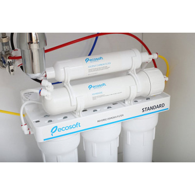 Фільтр зворотного осмосу Ecosoft Standard 5-50M PRO з мінералізатором, мембрана 50gpd, кран капля, дренаж 1:2