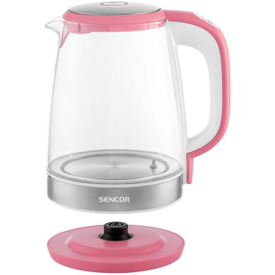 Електрочайник Sencor 2л, Strix, скло, 5 темп.реж, малиновий