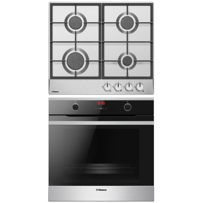 Комплект Hansa (духовка електрична + поверхня газова), чорний+нерж