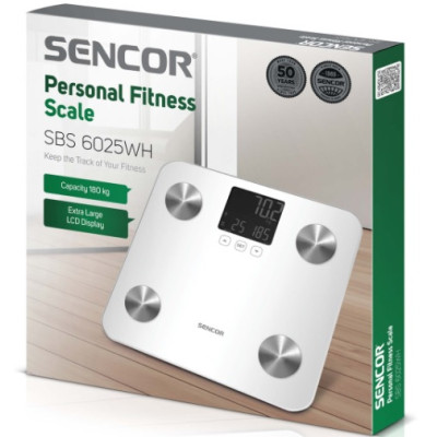 Весы напольные Sencor, 180 кг, AAAx3, стекло, белый (SBS6025WH) Весы напольные Sencor, 180 кг, AAAx3, стекло, белый (SBS6025WH)
