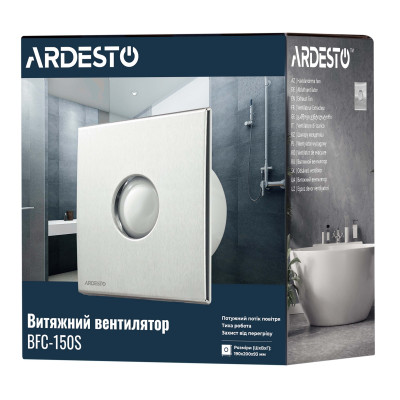 Витяжний вентилятор Ardesto 25 Вт, 210 м3/г, 1650 об./хв., 35 дБ, сріблястий (BFC-150S) Витяжний вентилятор Ardesto 25 Вт, 210 м3/г, 1650 об./хв., 35 дБ, сріблястий (BFC-150S)