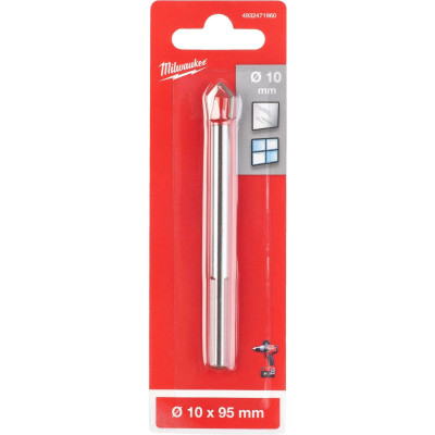 Свердло по кахелю та склу Milwaukee GENII, 10х95мм Свердло по кахелю та склу Milwaukee GENII, 10х95мм