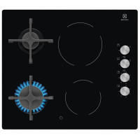 Варильна поверхня Electrolux комбінована (2 газ + 2 склокерам.), 60см, чавун, чорний Варильна поверхня Electrolux комбінована (2 газ + 2 склокерам.), 60см, чавун, чорний