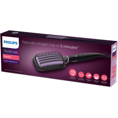 Щітка-випрямляч Philips StyleCare Essential, 52Вт, темп.режимів-2, 170-200С, кераміка, чорний