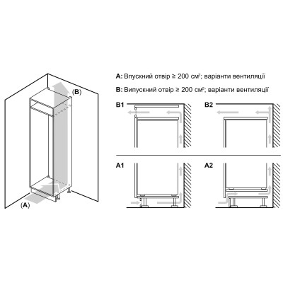 Морозильна камера Bosch вбудована, 177x55x55, 212л, 1дв., E, NF, білий Морозильна камера Bosch вбудована, 177x55x55, 212л, 1дв., E, NF, білий