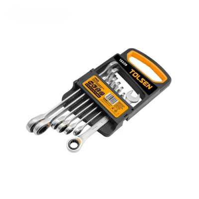 Ключі гайкові Tolsen, храповий механізм, 8-19мм, CrV, набір 7шт Ключі гайкові Tolsen, храповий механізм, 8-19мм, CrV, набір 7шт