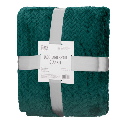 Плед ARDESTO Jacquard Braid 200х220см, 100% поліестер, смарагдовий