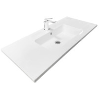 Раковина, умивальник Adamant FLATE, штучний камінь, прямокут., з отвором для змішувача, з отвором для переливу, 1000х450х140мм, накладний, білий