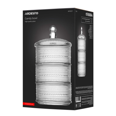 ARDESTO Цукерниця Verbena, 12.5см, скло, прозорий ARDESTO Цукерниця Verbena, 12.5см, скло, прозорий