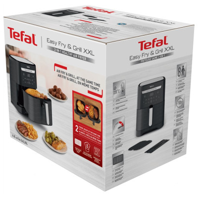 Мультипіч Tefal EasyFry&Grill XXL, 1830Вт, чаша-6.5л, сенсорне керув., 8 програм, пластик, чорний