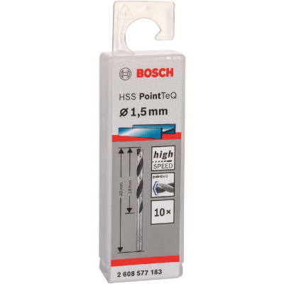 Свердло по металу Bosch Professional HSS-PointTeQ, 1.5х18х40мм, 10шт