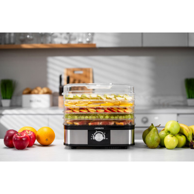 ARDESTO Сушарка для продуктів 550Вт, піддонів - 5x3см, макс - 70°С, пластик, чорний+нерж