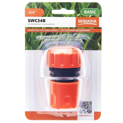 Конектор для шланга SEQUOIA SWC34B 3/4' пластик 0.03кг Конектор для шланга SEQUOIA SWC34B 3/4' пластик 0.03кг