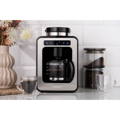 Кавоварка ARDESTO Steel Collection крапельна 0.5л, зерно + мелена, дисплей, сріблясто-чорний