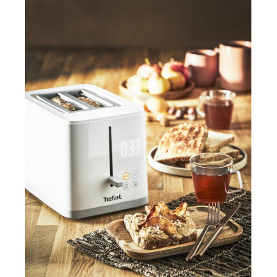 Тостер Tefal Sense 850Вт, LED дисплей, метал/пластик, білий