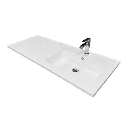 Набір для ванної кімнати, раковина, умивальник Adamant FLATE 120L, штучний камінь, прямокут., з сифоном Click-Clack + змішувач Набір для ванної кімнати, раковина, умивальник Adamant FLATE 120L, штучний камінь, прямокут., з сифоном Click-Clack + змішувач