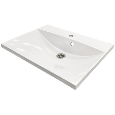 Раковина, умивальник Adamant Emil, штучний камінь, прямокут., з отвором для змішувача, з отвором для переливу, 595х455х138мм, накладний, білий Раковина, умивальник Adamant Emil, штучний камінь, прямокут., з отвором для змішувача, з отвором для переливу, 595х455х138мм, накладний, білий