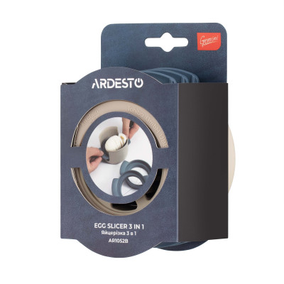 Яйцерізка 3 в 1 ARDESTO Gemini, нержавіюча сталь, пластик, силікон, сіро-синій