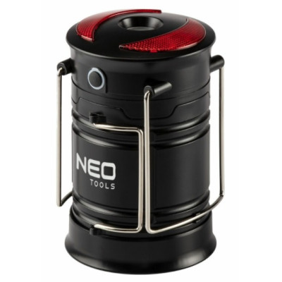 Neo Tools Ліхтар кемпінговий на батарейках, ААх3, 200лм, 3Вт, 3 функції освітлення, 3 магніти в підставці, червоне сигнальне світло Neo Tools Ліхтар кемпінговий на батарейках, ААх3, 200лм, 3Вт, 3 функції освітлення, 3 магніти в підставці, червоне сигнальне світло