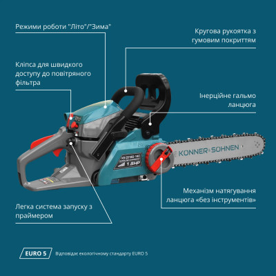 Пила бензинова Konner&Sohnen KS CS18G-14C 35см 35см3 5.6кг