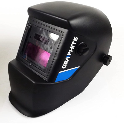 Маска зварювальника хамелеон GRAPHITE 56H822 автозатемніння 1/15000сек два датчики дуги регулювання ступеня затемнення DIN 9-13 Маска зварювальника хамелеон GRAPHITE 56H822 автозатемніння 1/15000сек два датчики дуги регулювання ступеня затемнення DIN 9-13