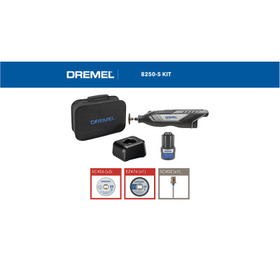 Шліфмашина шліфувально-гравірувальна акумуляторна Dremel 8250-5 12В 1х2А·год 5000-30000об/хв ЗП 0.59кг