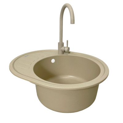 Набір кухонний Adamant Ovum, штучний камінь, овальна, з крилом, 615х495х200мм, чаша - 1, врізна, Сахара + змішувач та дозатор Набір кухонний Adamant Ovum, штучний камінь, овальна, з крилом, 615х495х200мм, чаша - 1, врізна, Сахара + змішувач та дозатор