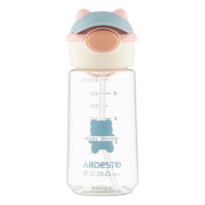 Пляшка для води ARDESTO Bear 550мл, пластик, рожевий