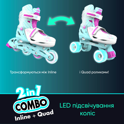 Роликові ковзани Neon Combo, розмір 30-33, бірюзовий