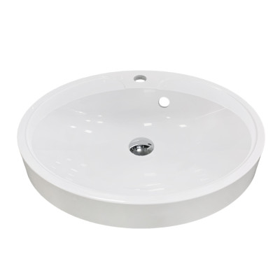 Раковина, умивальник Adamant Lauf New, штучний камінь, овальна, без отвору для змішувача, з отвором для переливу, 540х445х130мм, накладний, білий